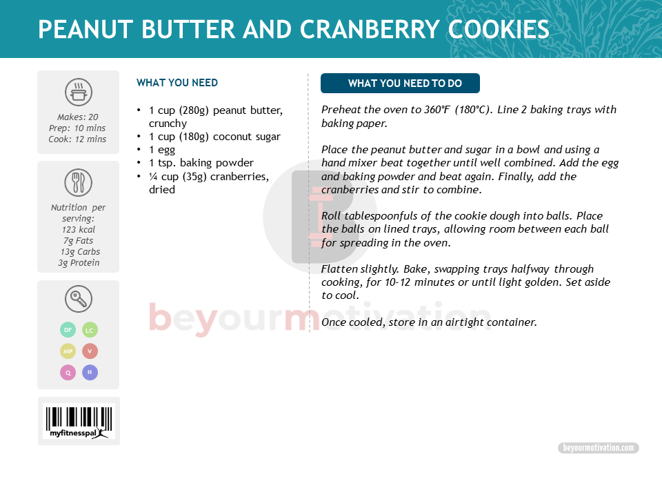 Peanut butter and Cranberry Cookies recipe